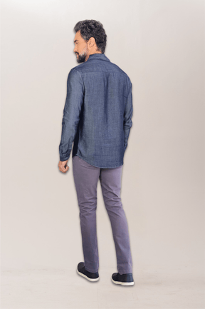 Camisa Social Jeans Premium Slim ML Escura