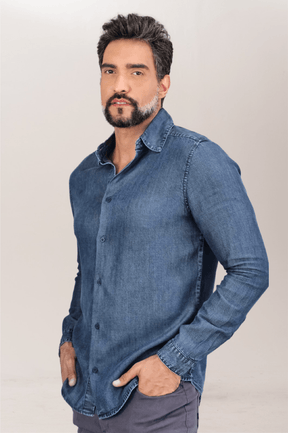 Camisa Social Jeans Premium Slim ML Marmorizada