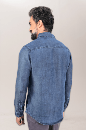 Camisa Social Jeans Premium Slim ML Marmorizada