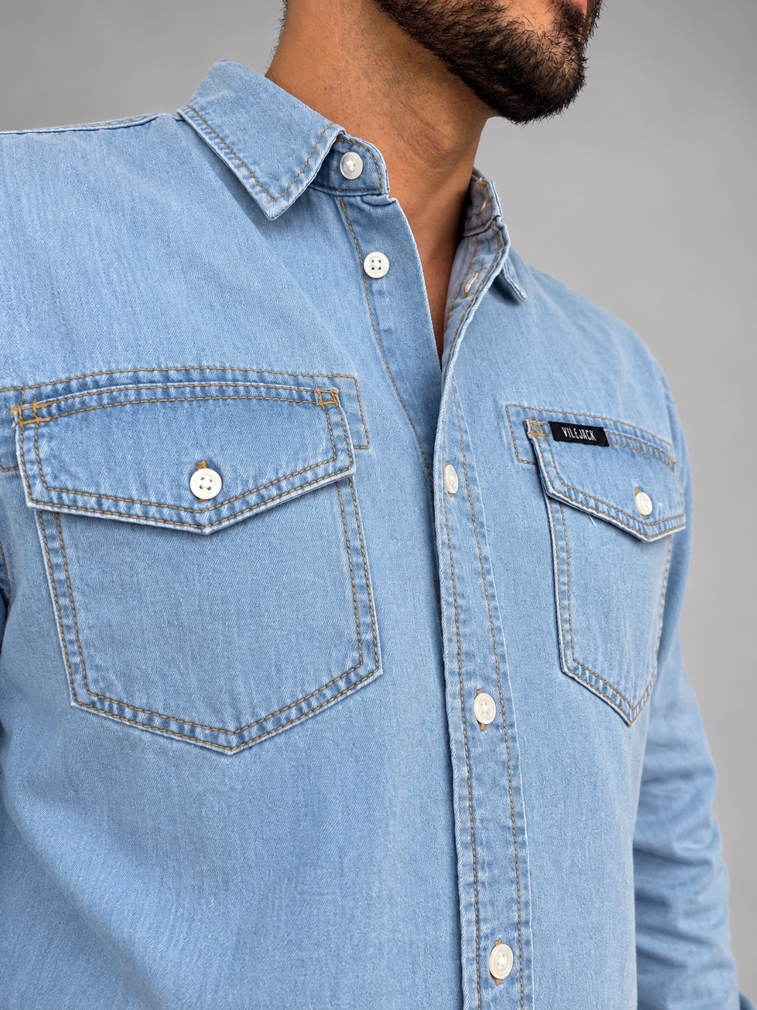 Camisa Jeans Masculina Regular Premium Vilejack Importada