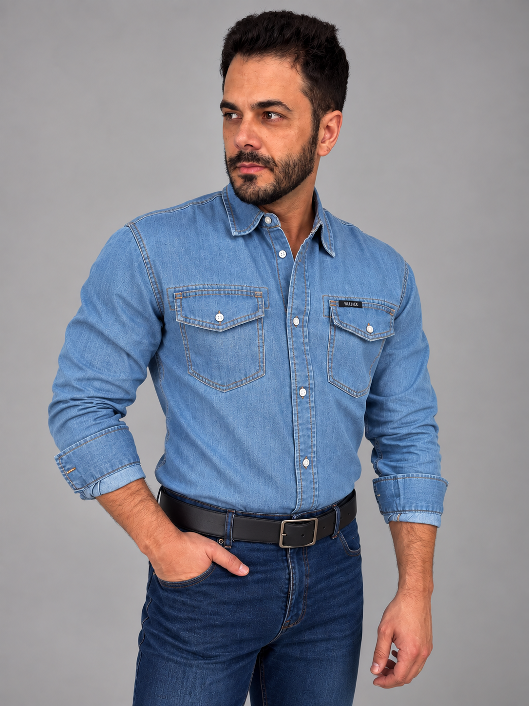 Camisa Jeans Masculina Regular Premium Vilejack Importada