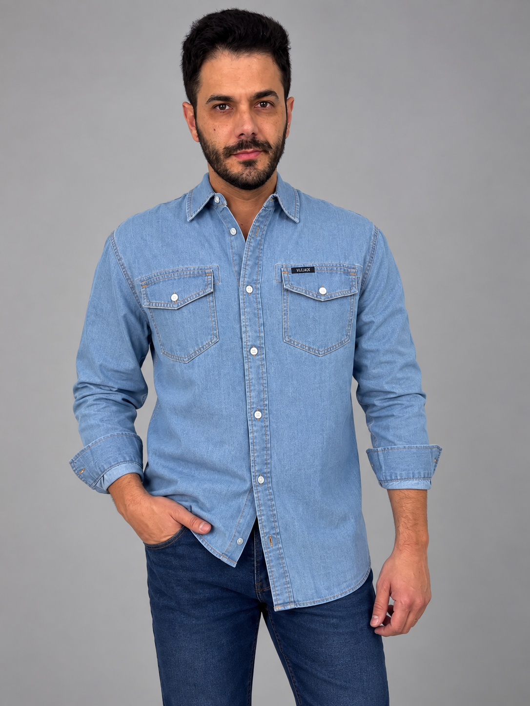 Camisa Jeans Masculina Regular Premium Vilejack Importada