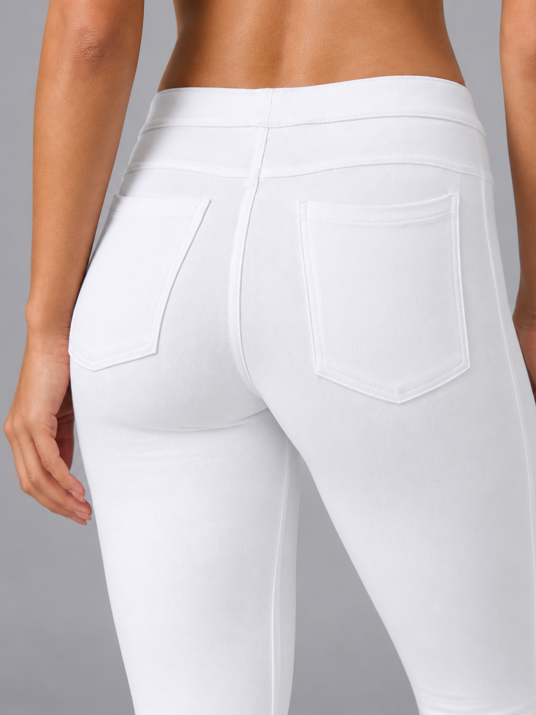 Calça Branca Legging Feminina Cropped C/ Bolso No Nonsense