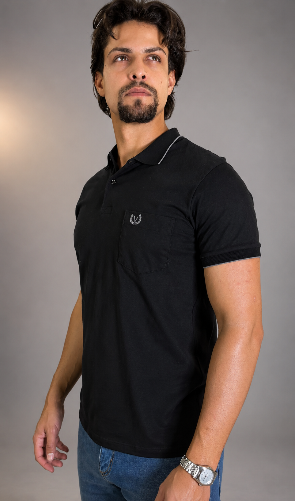 Camisa Gola Polo Masculina Algodão c/ Bolso Vilejack