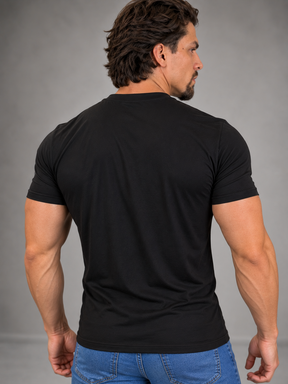 Camiseta Preta Algodão Egípcio Masculina C/ Elastano Premium Camelback