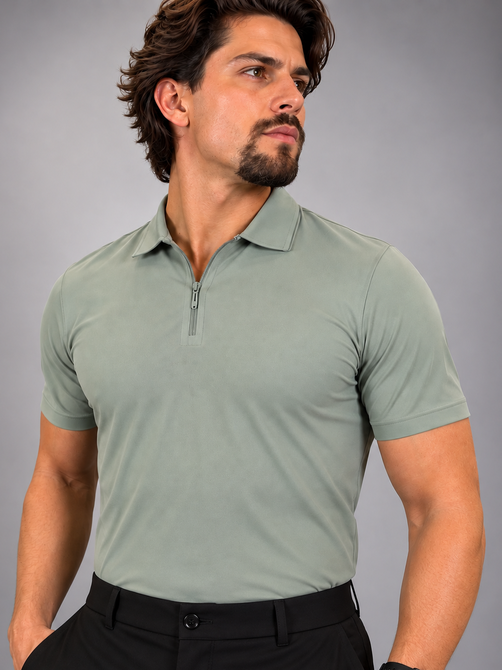 Camisa Polo Masculina Tecido Tech c/Zíper Verona